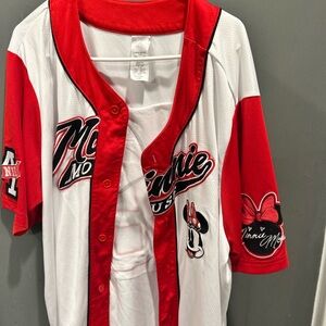 Minnie Mouse Red and White Kids Baseball Jersey